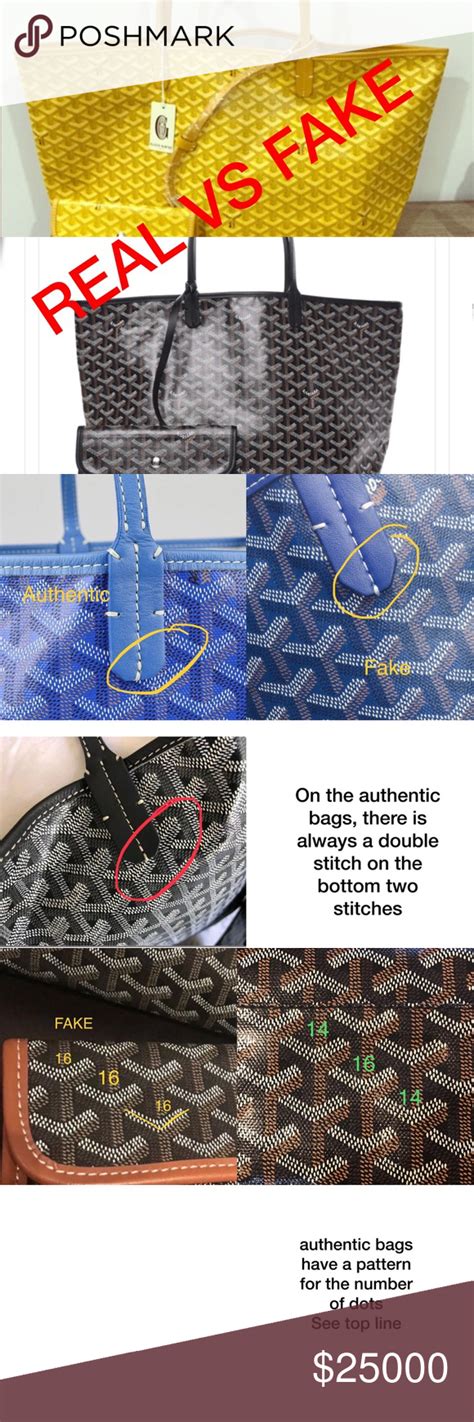 fake goyard vs real|Goyard tote bag authentication.